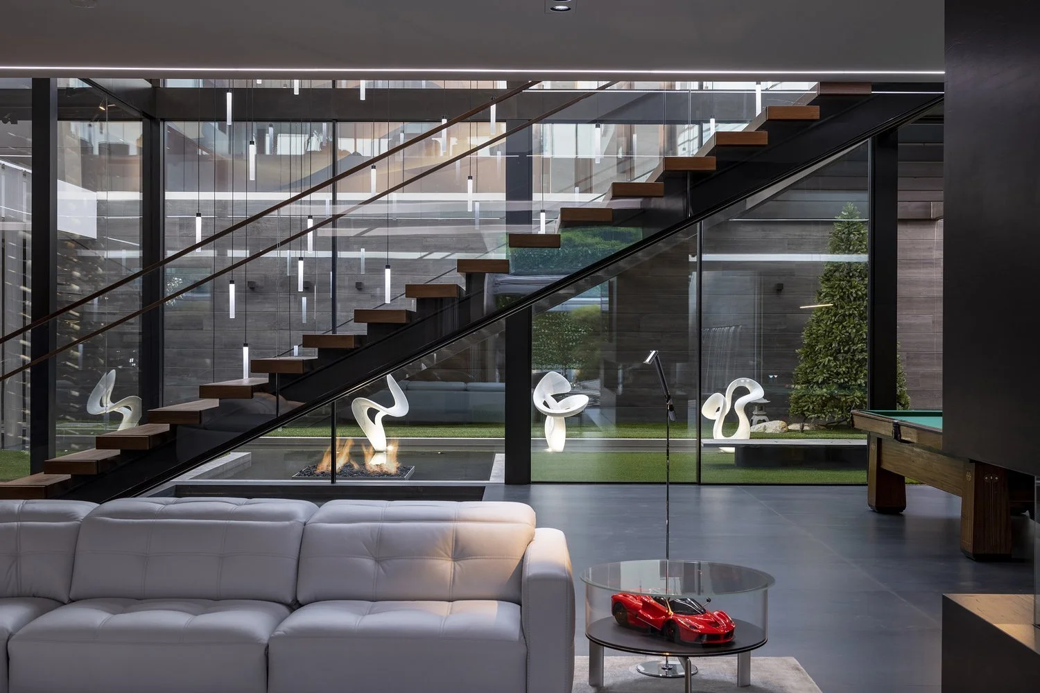 Custom interior glass installation in a luxury residence